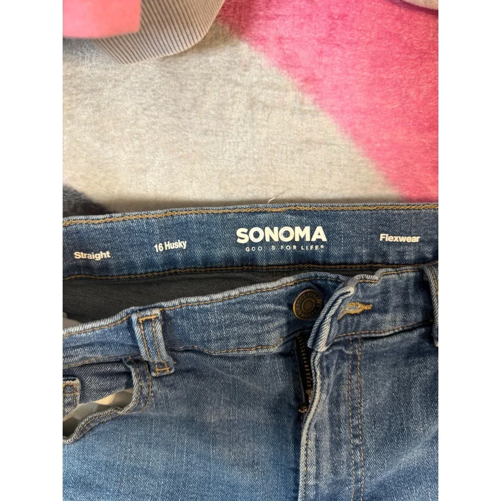 Sonoma Goods For Life Flexwear Straight Leg Jeans Medium Wash Size 16 Husky
